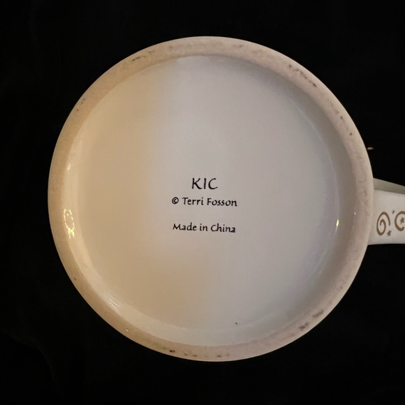 2 - KIC Terri Fosson 10oz Christmas Mug. Gold and Silver Reindeer. - Picture 6 of 9